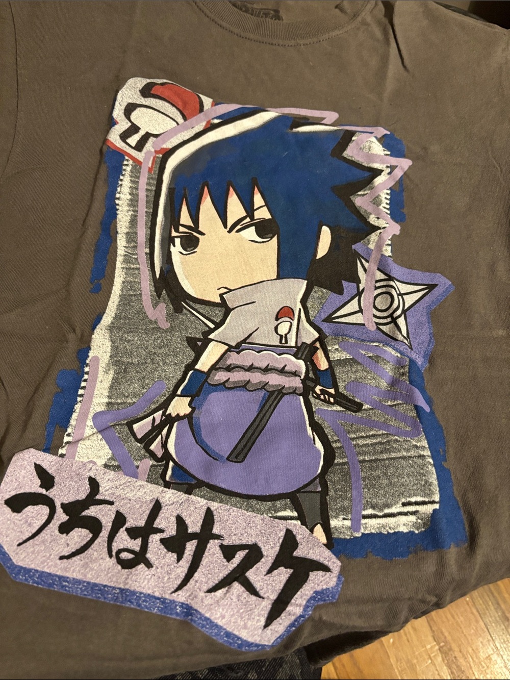 Sasuke Graphic Tee with Purple & Blue Accents